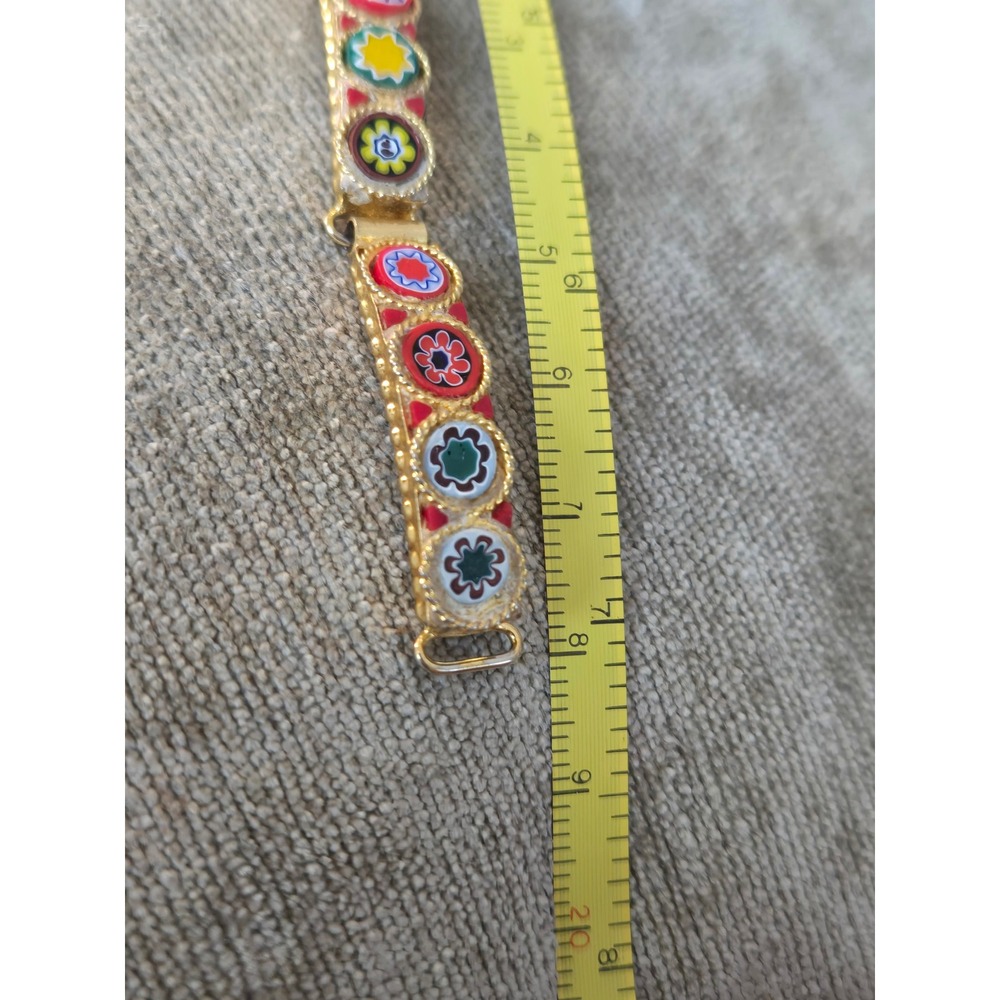 Italian Millefiori Glass Mosaic Bracelet Vintage Italy Venetian - Picture 9 of 9